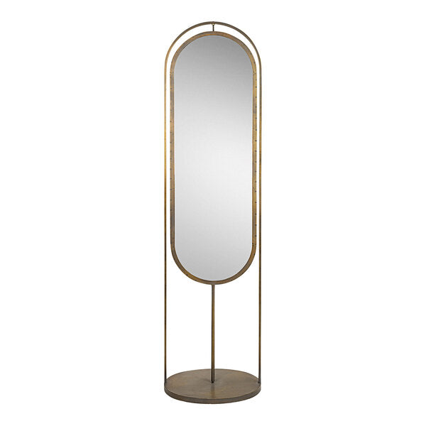Tall Oval Floor Mirror with Basket