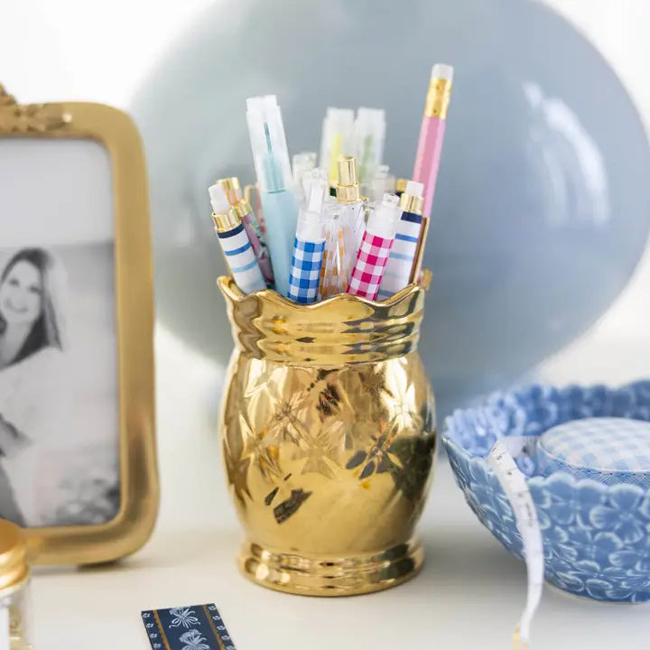 Pineapple Pen Cup - Gold