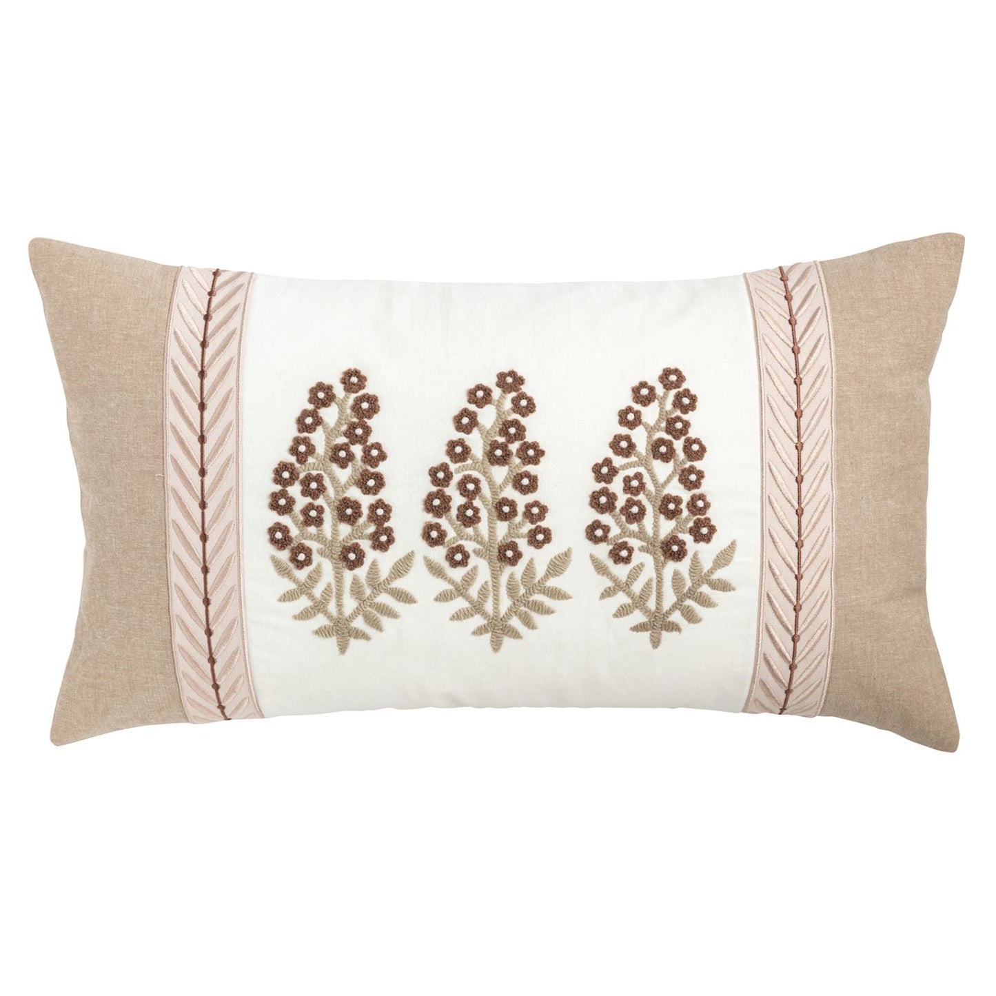 Lumbar Neutral Floral Trim Pillow