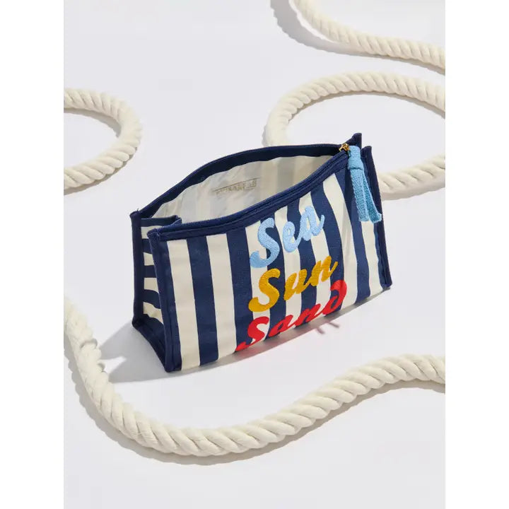 "Sea Sun Sand" Zip Pouch,Navy