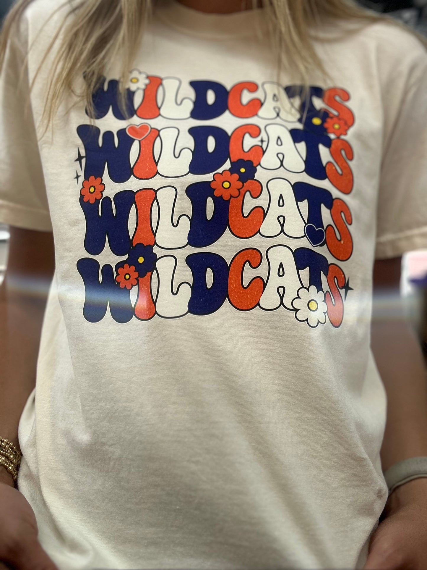 Wildcats Retro Orange & Blue Stacked T-Shirt
