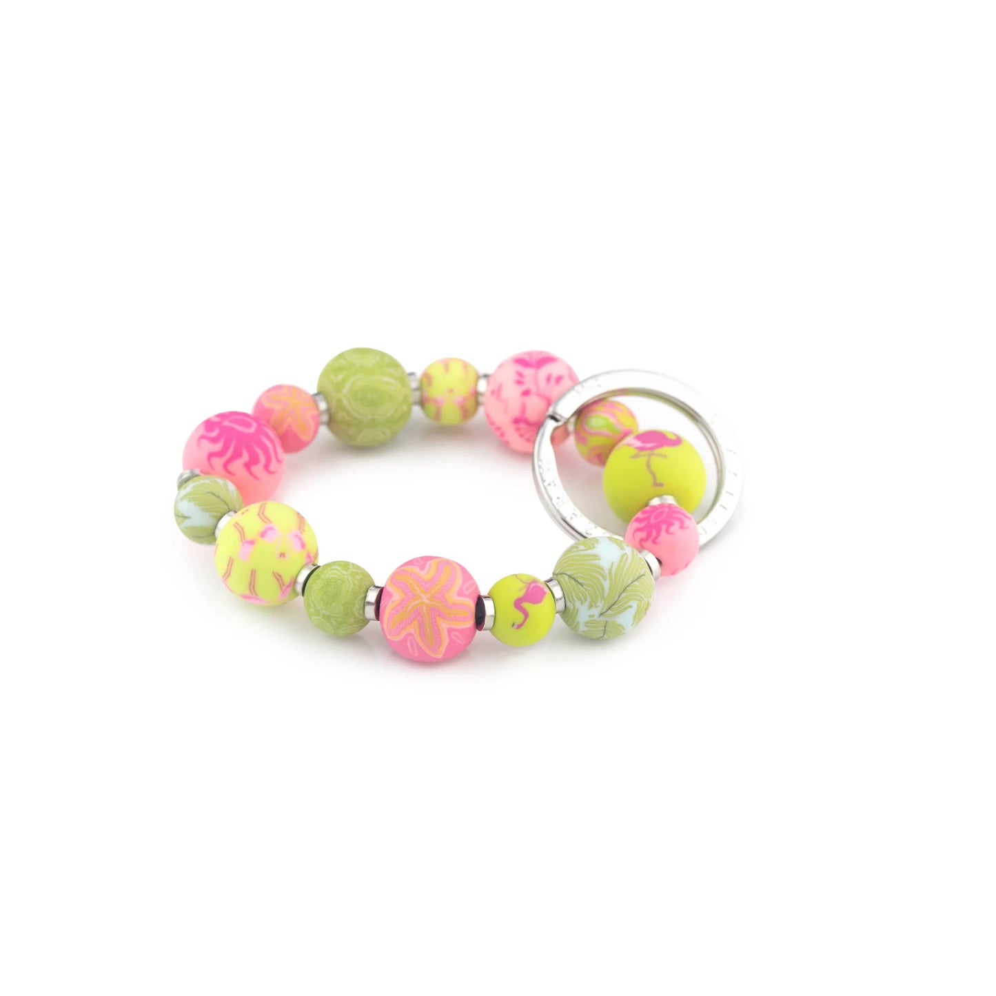 Flamingo Pink Small Bead Wrist Keychain
