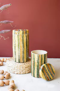 Ceramic Canisters - Olive and Tobacco Green