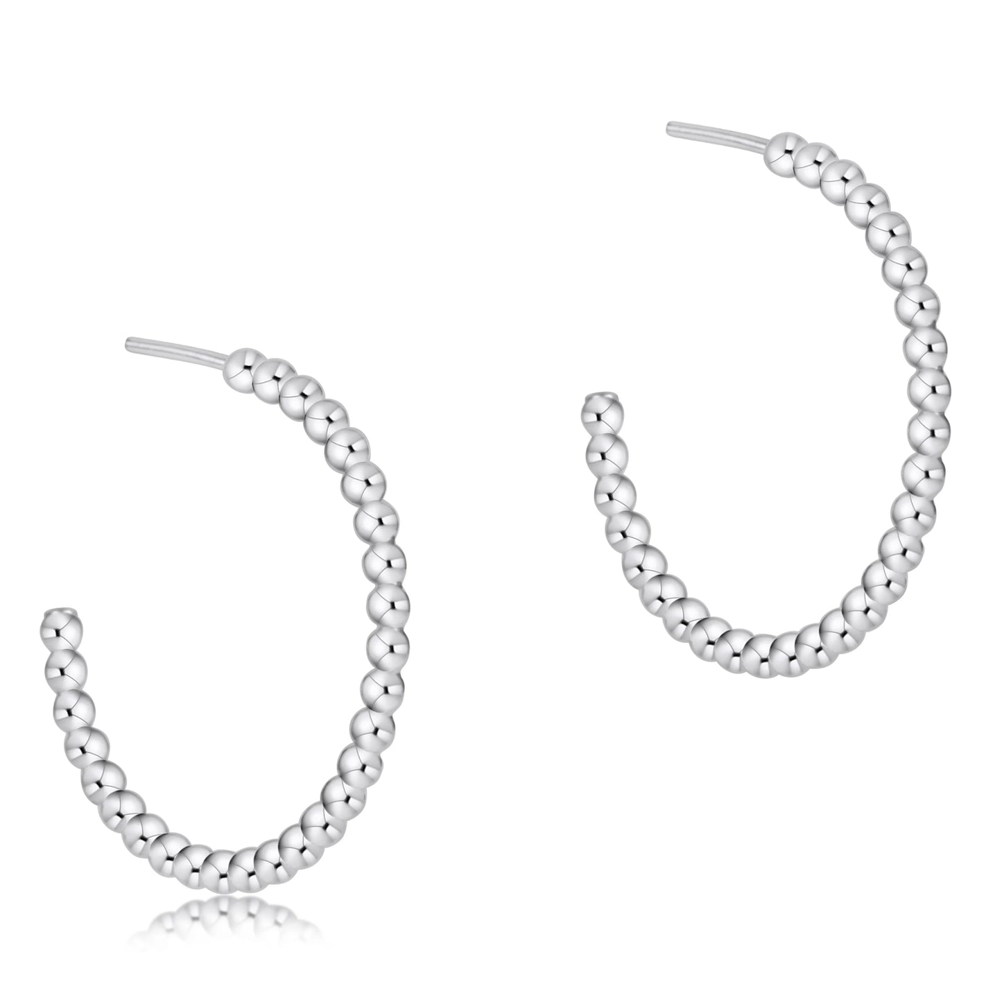 Beaded Classic 1.25" Post Hoop- 3mm Sterling