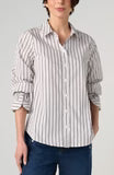 Adjustable Sleeve Button Front Woven Top