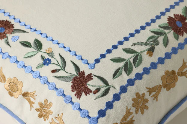 Aster Border Ivory Pillow