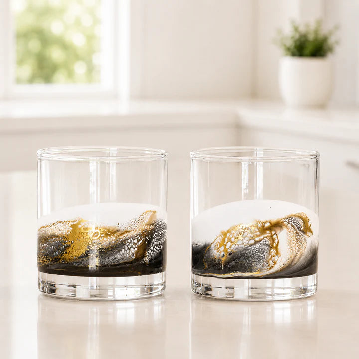 Resin Coated Old Fashioned Whisky Glasses