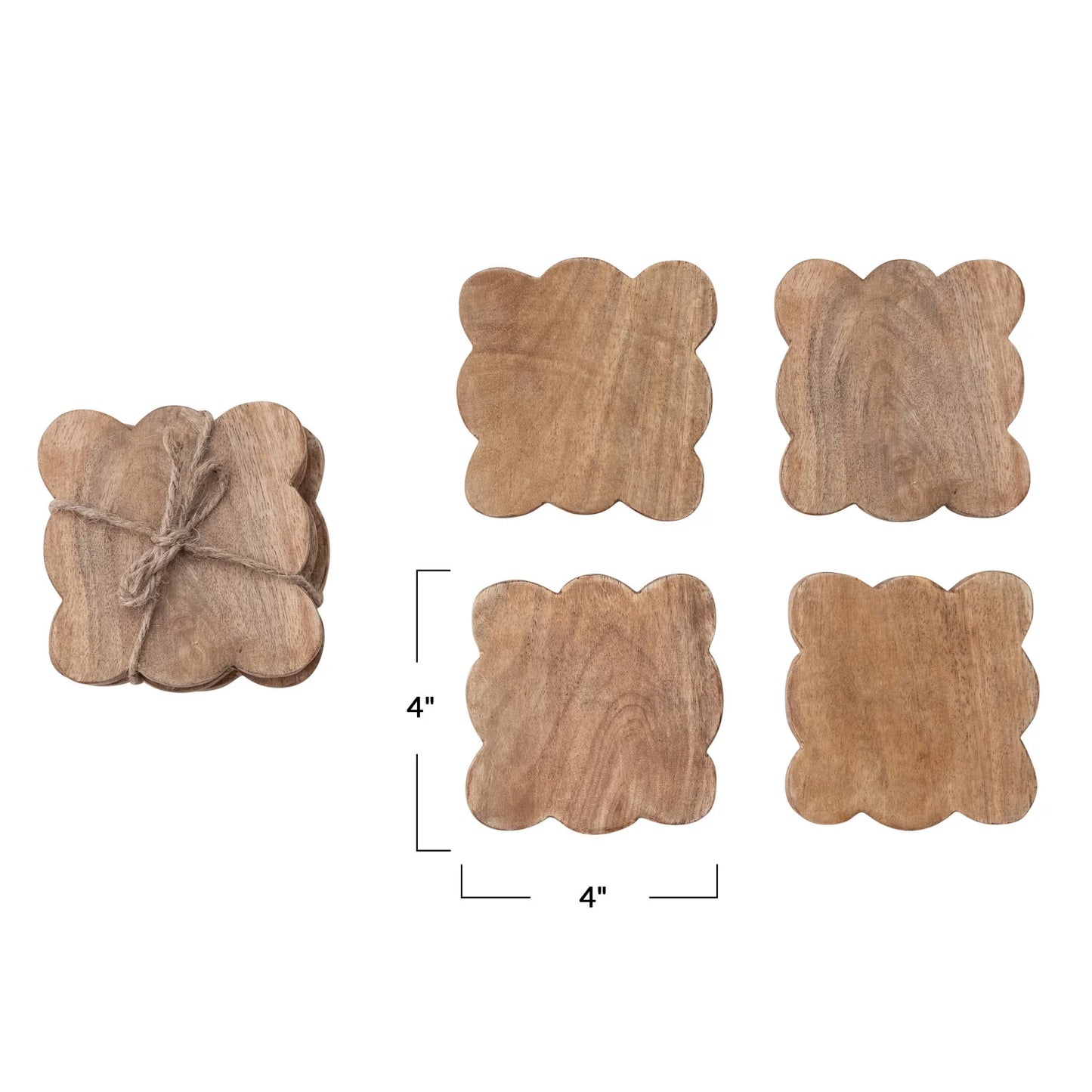 Mango Wood Scalloped Coasters