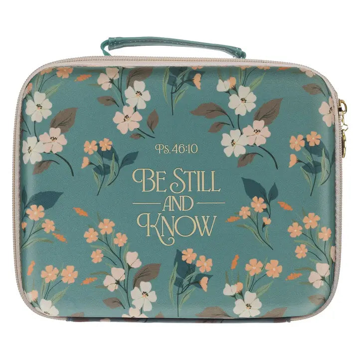 Bible Organizer Hardcover Green Floral Be Still