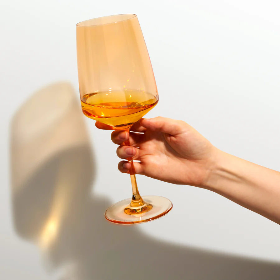 Reserve Nouveau Crystal Wine Glasses in Topaz