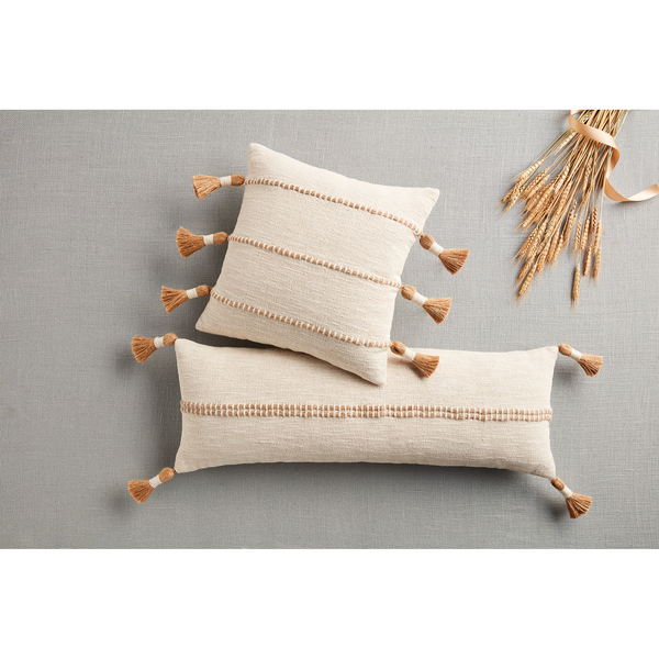 Long Woven Jute Tassel Pillow