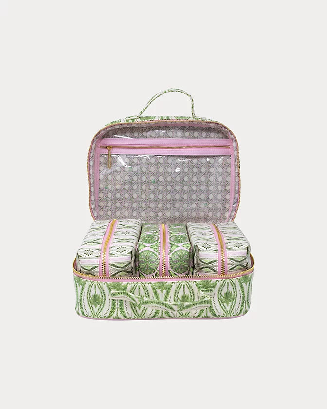 Toiletry Case - Textured Palm Stripe