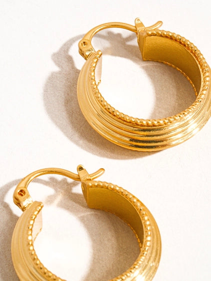 Irving 18K Gold Textured Hoop Earring