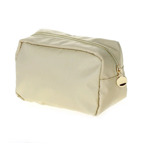 Emma Round Zippered Nylon Cosmetic Pouch Bag