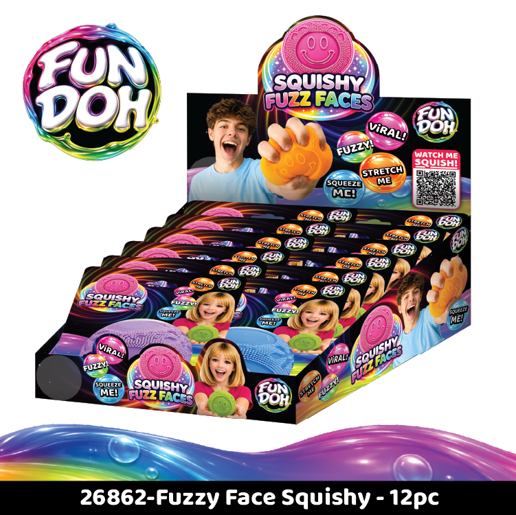 Fun Doh Fuzzy Face Squishy Sensory Toy Variety - 12/Display