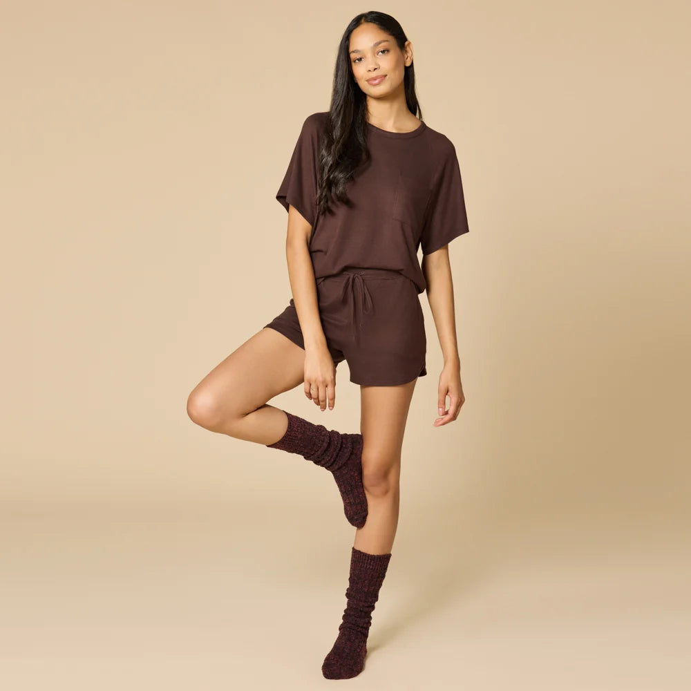 Dream Slouchy Tee & Shorts Set - Espresso