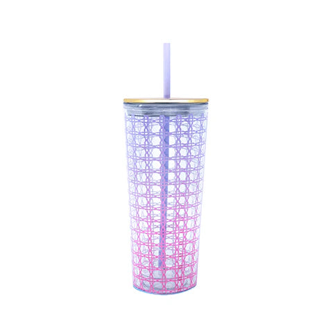 Tumbler with Straw, Ombre Caning