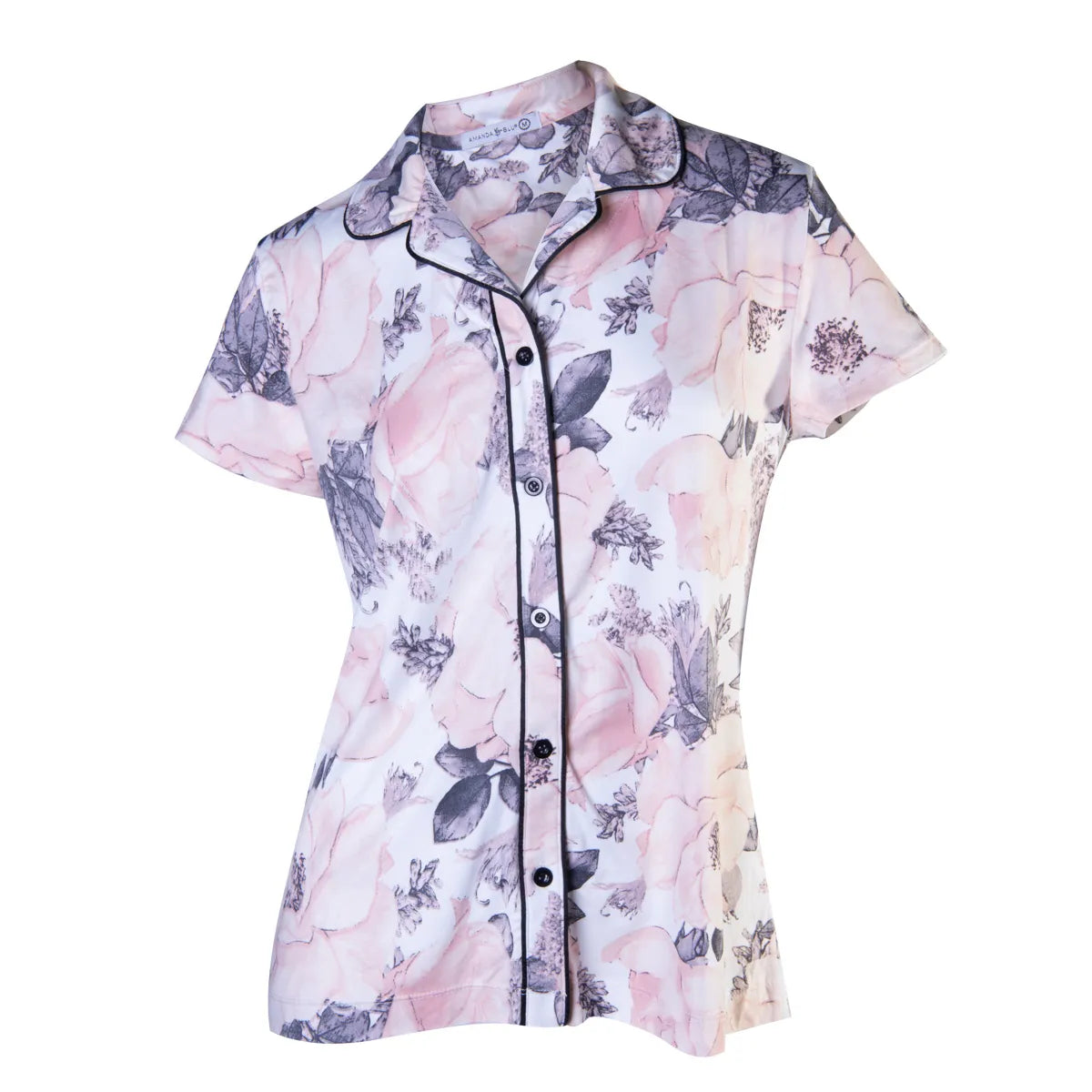 Pale Peony Notched Collar Pajama Top