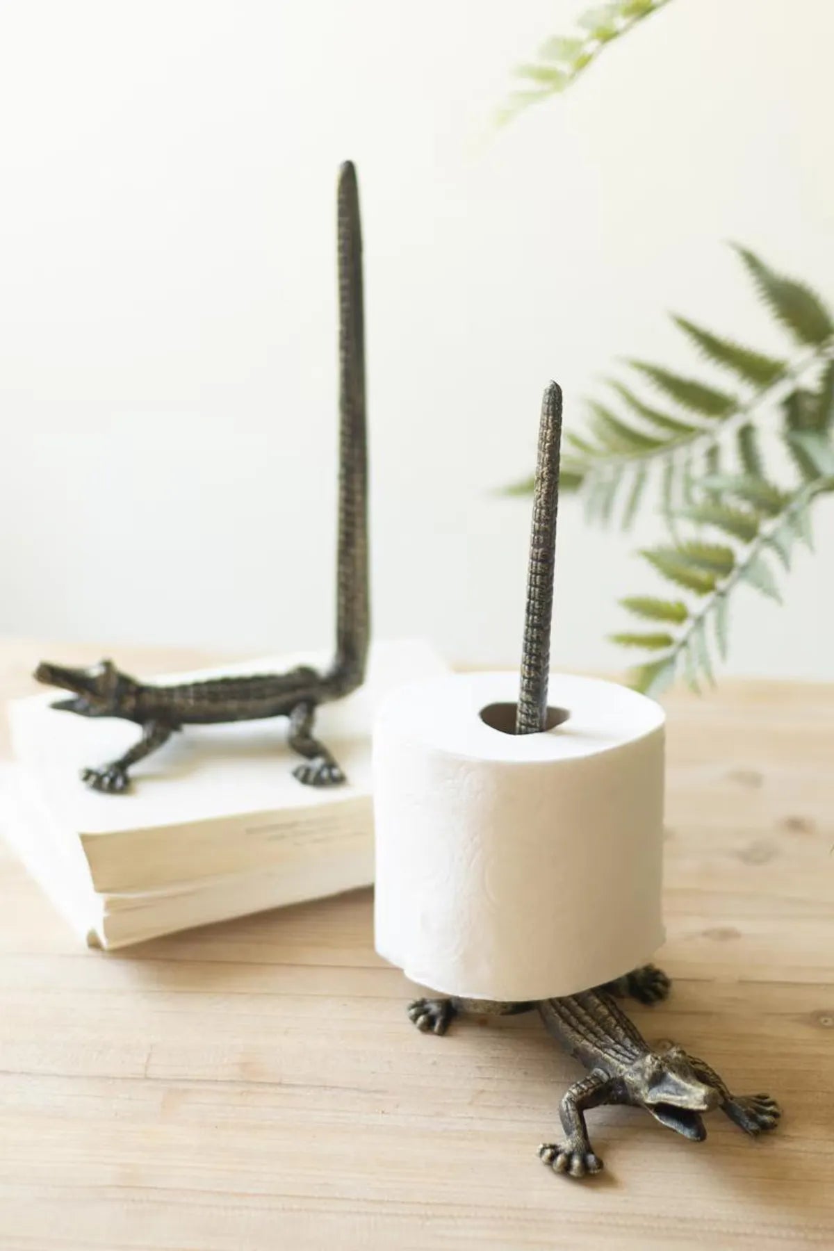 Cast Iron Crocodile Toilet Paper Holder