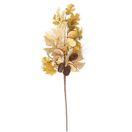 Mixed Fall Leaves Stem w/Apple & Orange Slices