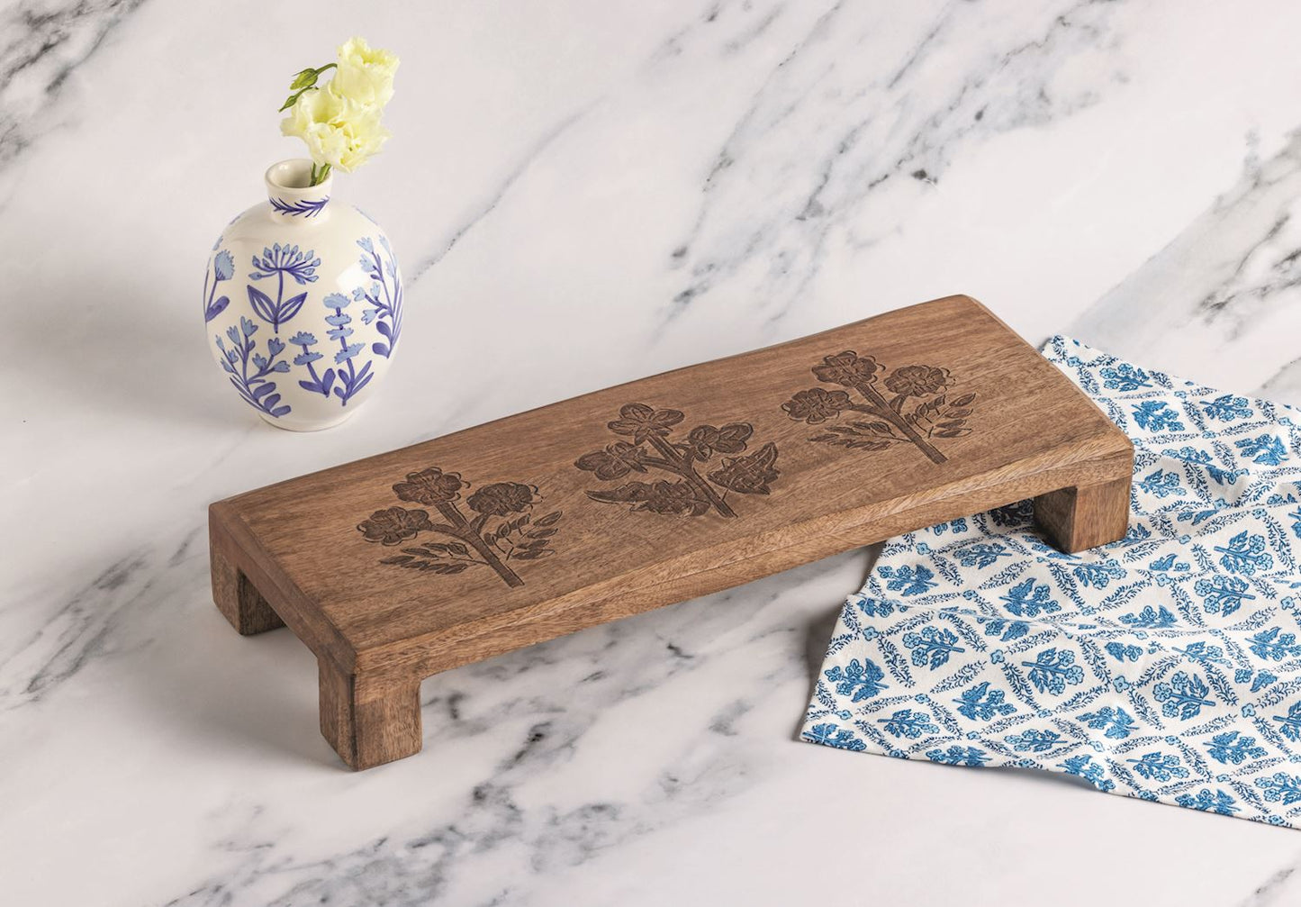 Engraved Floral Wood Board