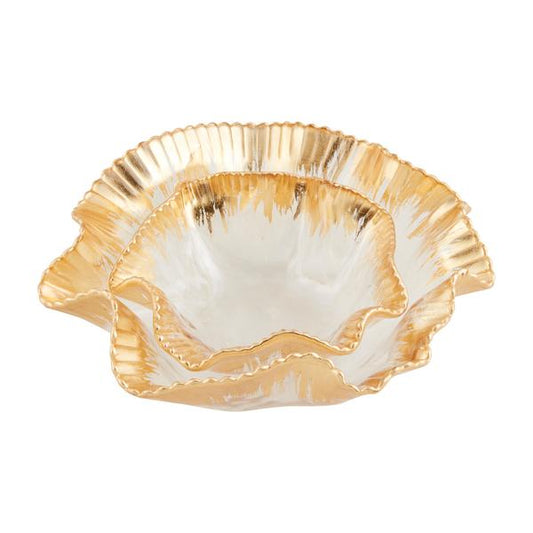 Gold Ruffle Glass Bowl