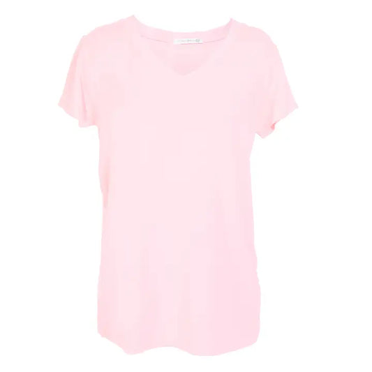 Pale Pink Short Sleeve V-Neck Top