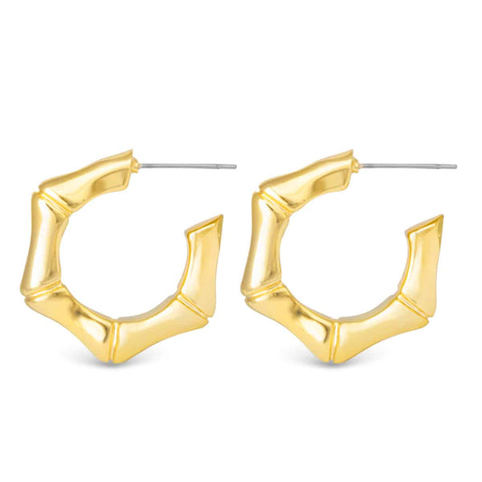 Jenna Polished Bamboo Hoop Gold