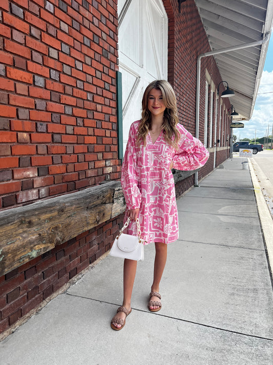 Vicky Pink Tunic Dress