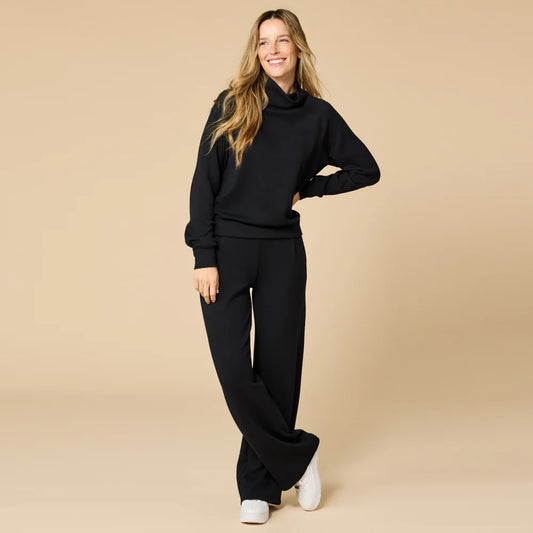 Dream Tech Cowl Neck with Pleat Pant Black