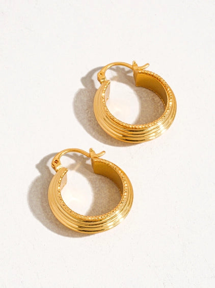 Irving 18K Gold Textured Hoop Earring