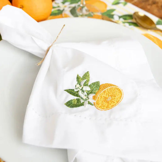 Orange Blossom Embroidered Dinner Napkin