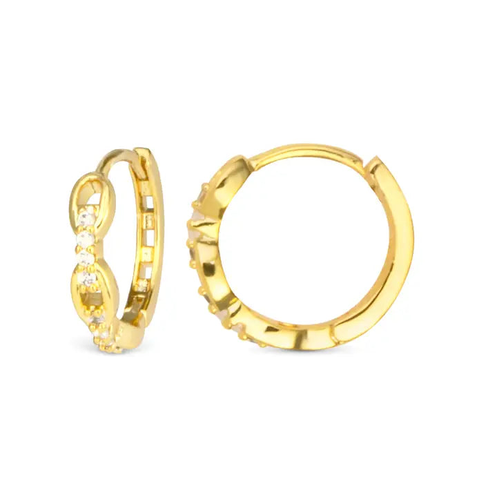 Gold CZ Add A Charm Chain Hoop Earring