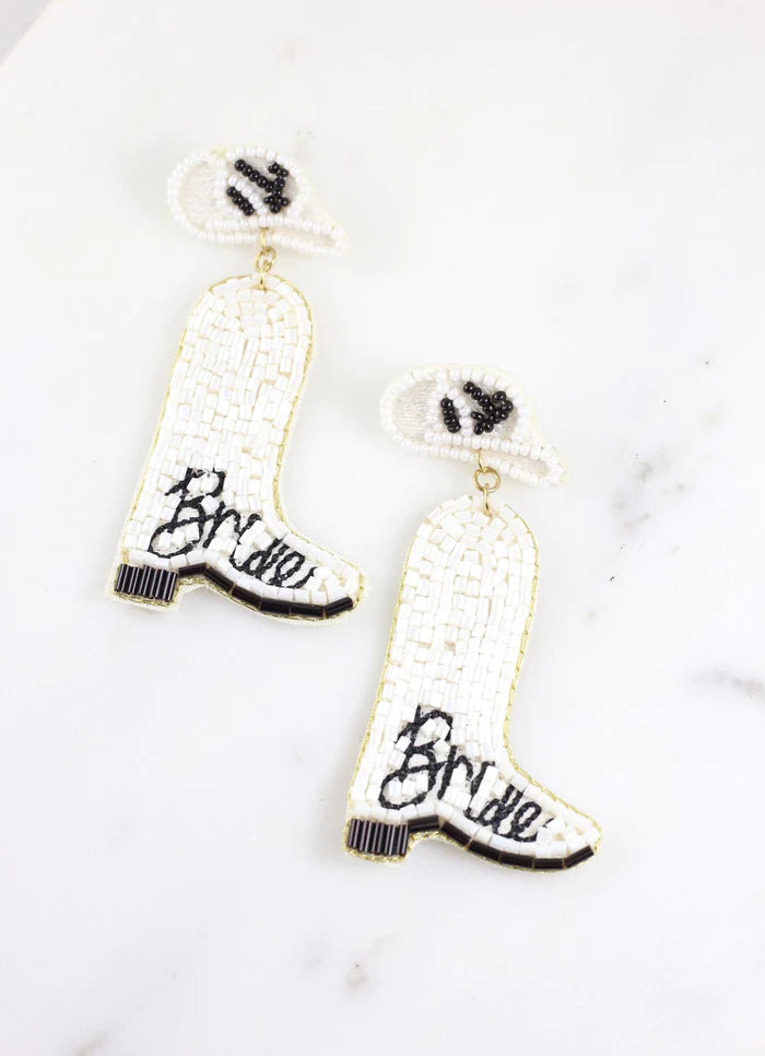 Bride and Boots Earring White