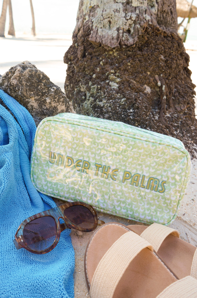 Green Scallops Under the Palms Large Clear Coat Bag