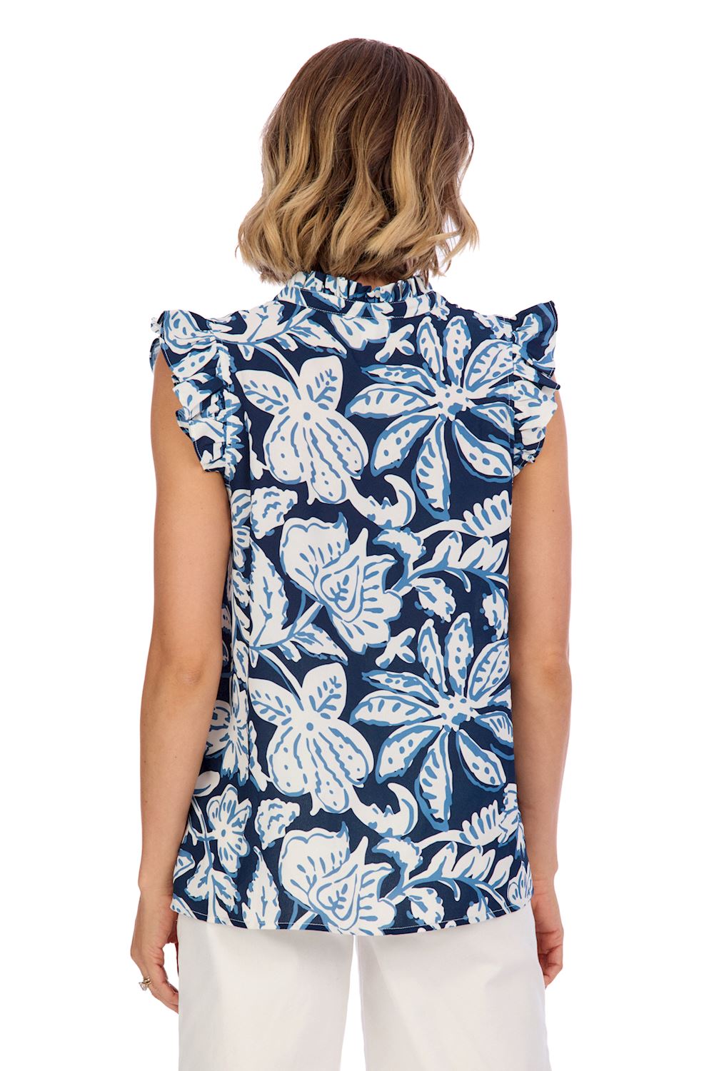 Marlo Printed Top Navy