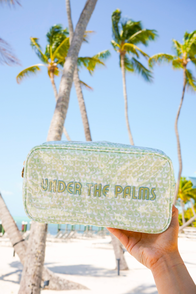 Green Scallops Under the Palms Large Clear Coat Bag