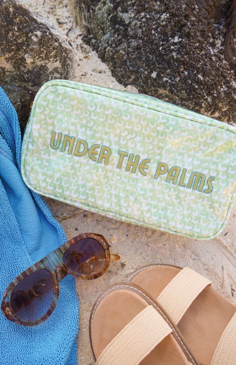 Green Scallops Under the Palms Large Clear Coat Bag