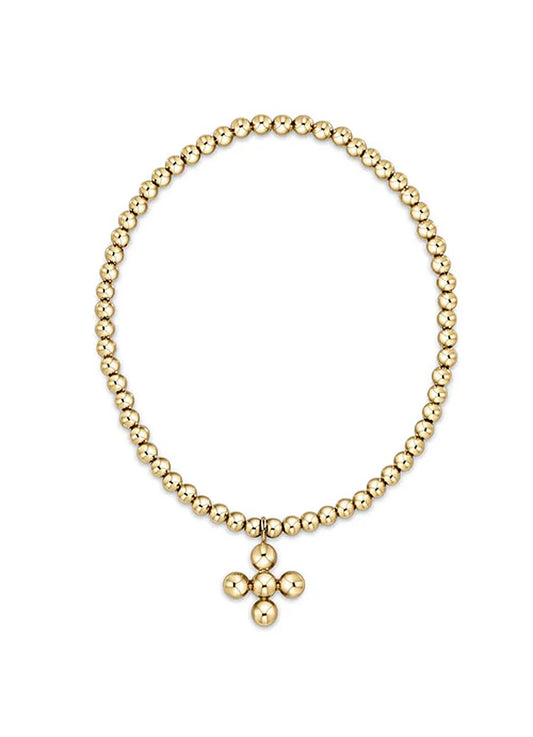 Classic Gold 3mm Bead Bracelets - Classic Beaded Signature Cross Gold Charm