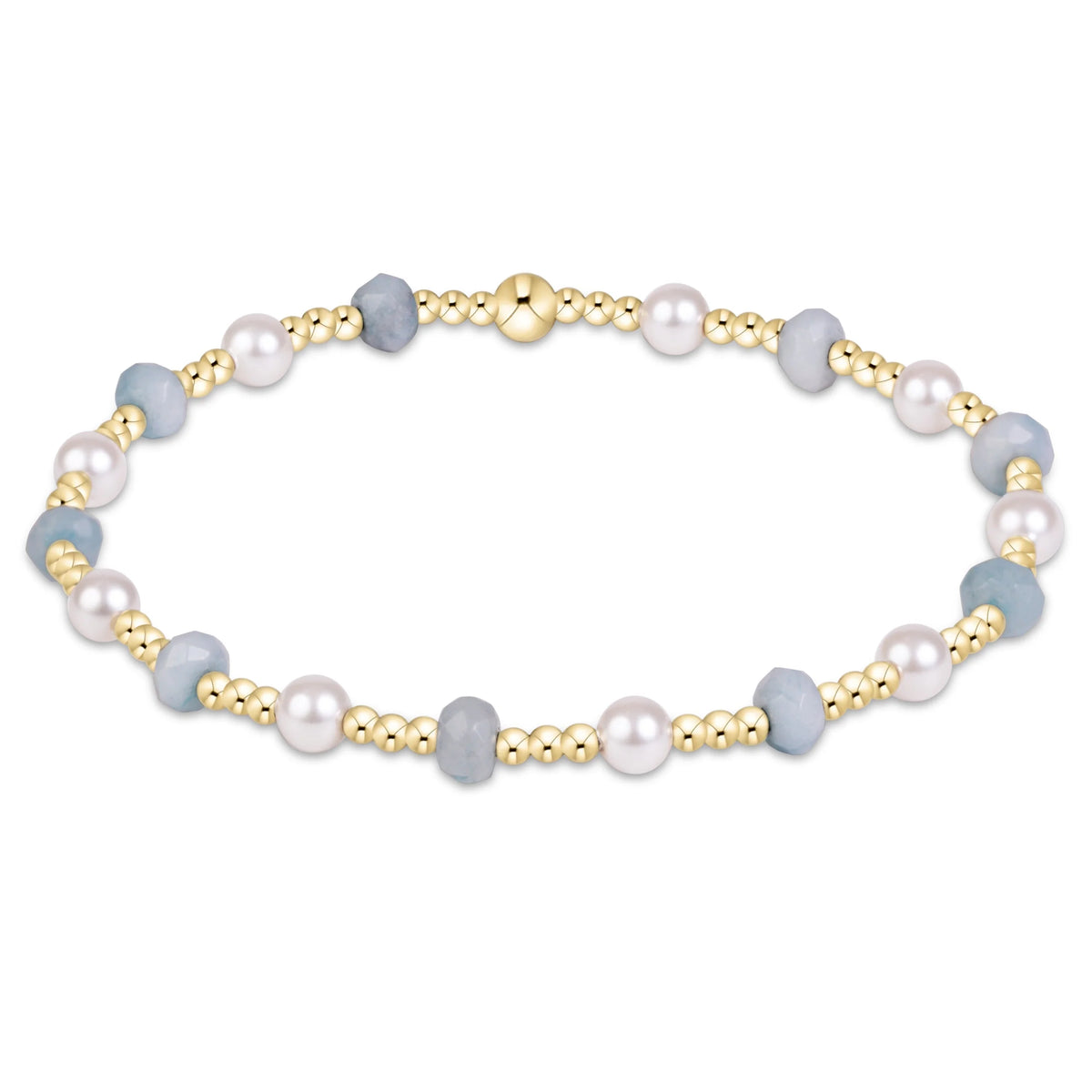 Sincerity Gemstone & Pearl 4mm Bracelet- Aquamarine