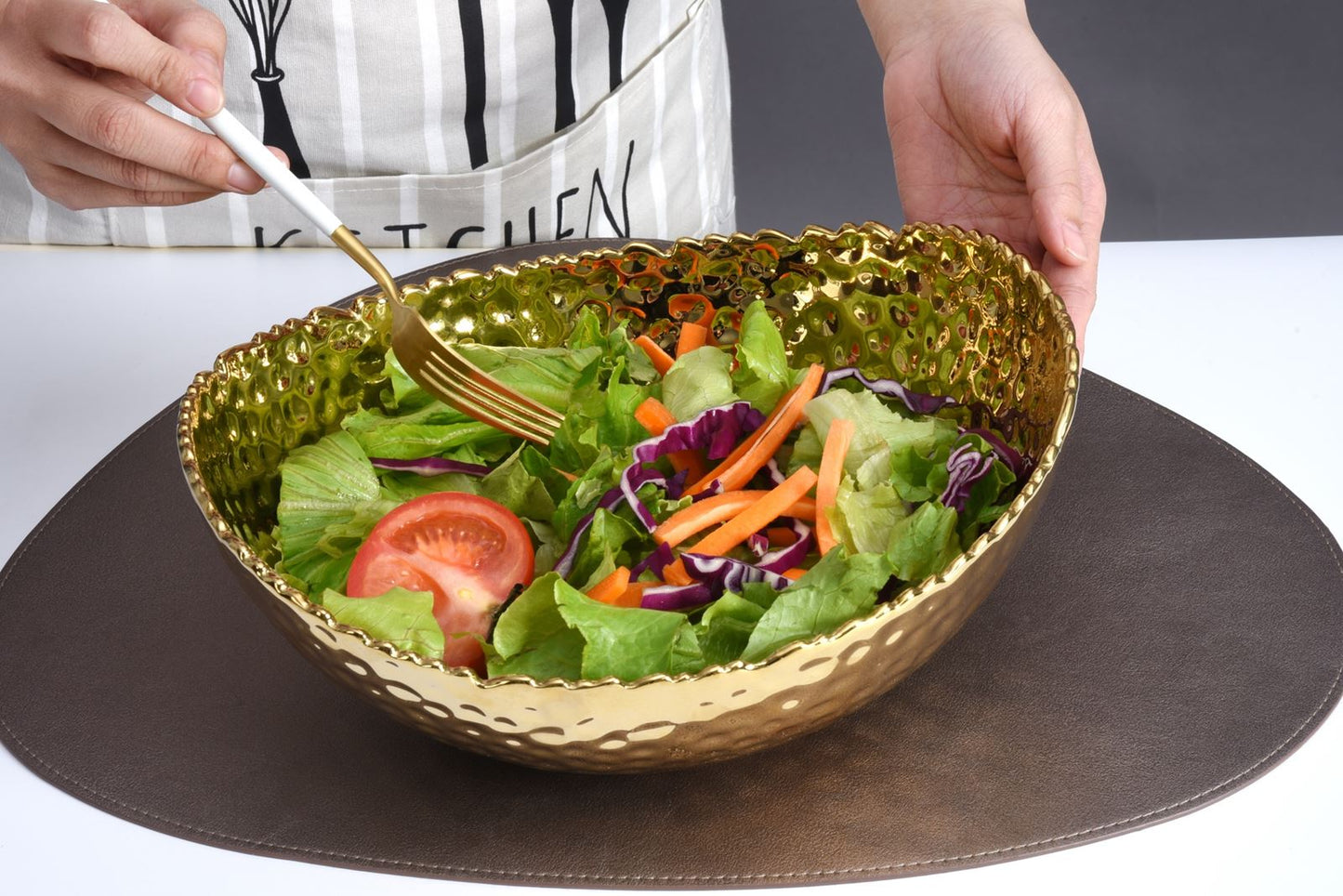 Large Oval Bowl - Gold