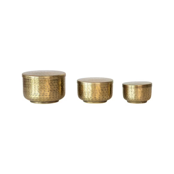 Hammered Aluminum Containers with Lids, Set of 3