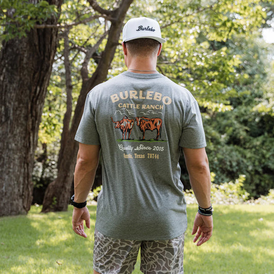 Adult Tee - Burlebo Cattle Ranch Dark Heather Grey
