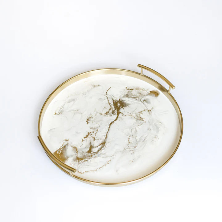 Gold Quartz Resin Gold Round Tray