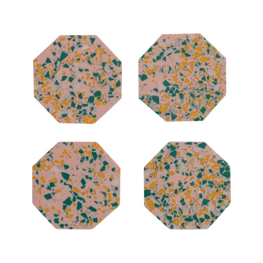 Octagon Resin Coasters, Terazzo Finish