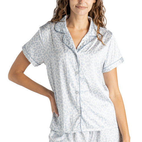 Feline Sleepy Satin Pajama Top