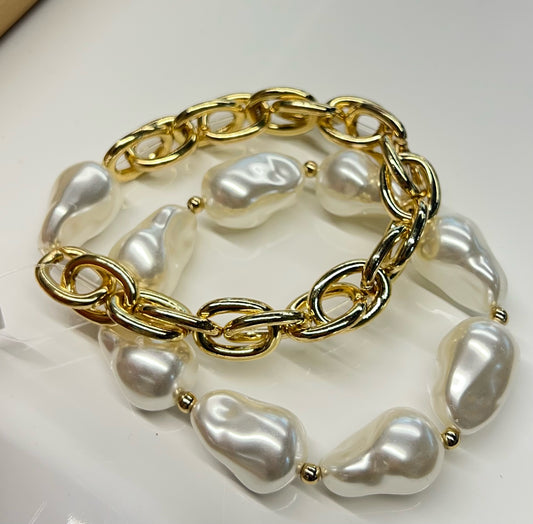 Webster Pearl Bracelet Set Gold