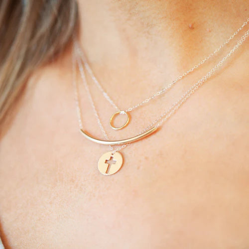 16" Necklace -Halo Gold Charm