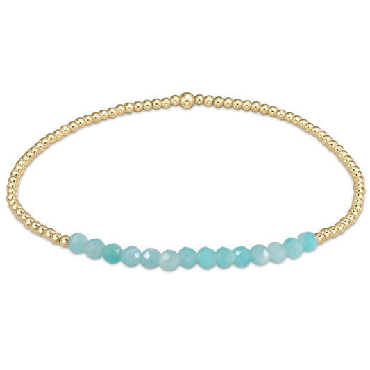 Gold Bliss 2mm Bead Bracelet - Amazonite