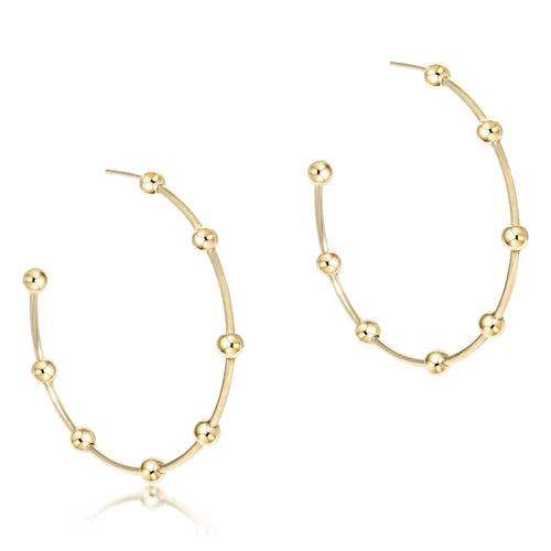 Beaded Simplicity 1.5" Post Hoop - 4mm Gold